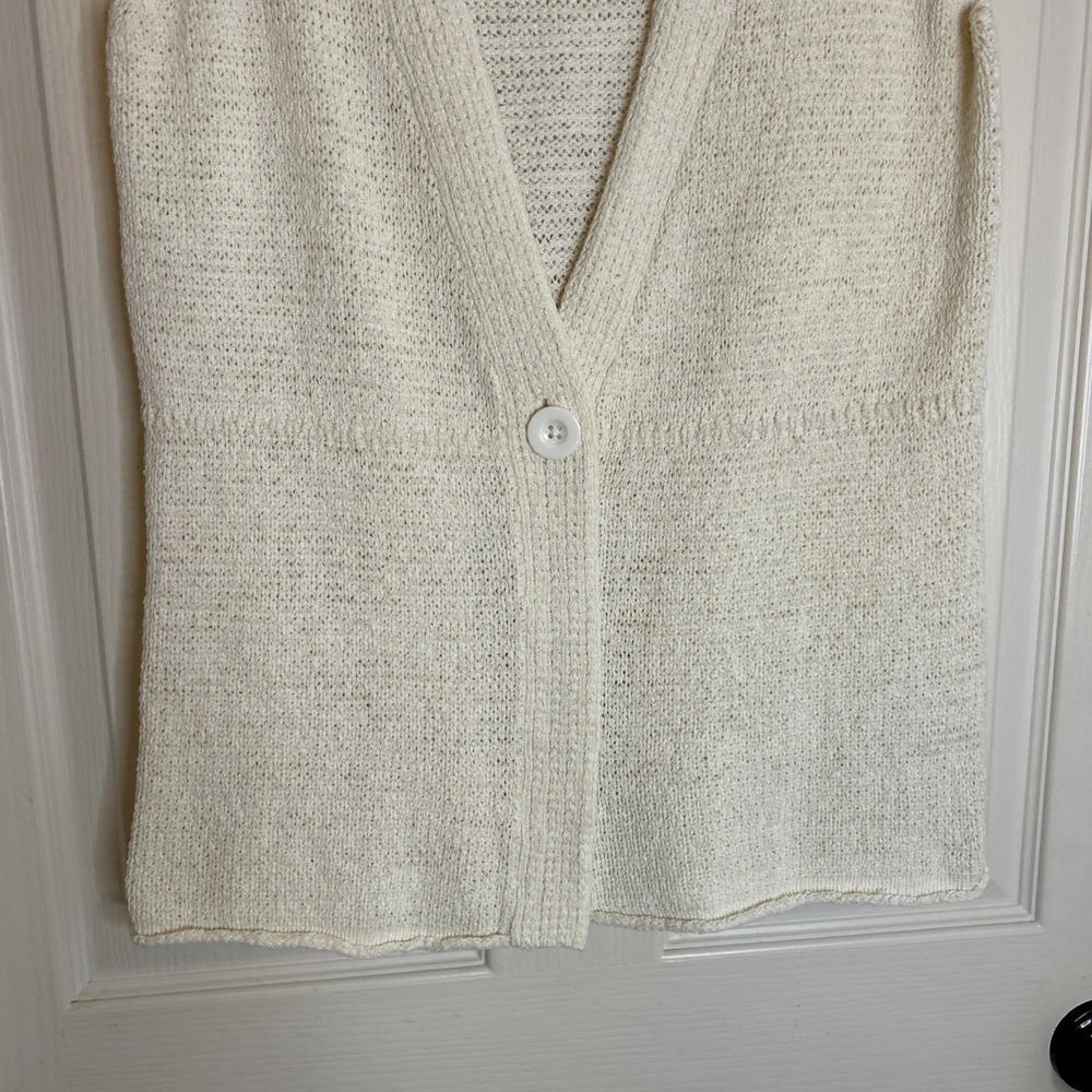 White Stag Womens Short Sleeve Knit Cardigan Ivory V-Neck Single Button - Picture 3 of 9
